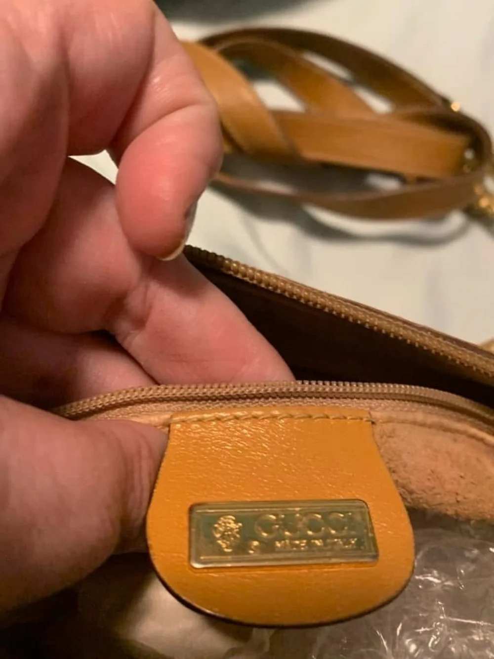 Vintage Gucci Beige gg Monogram Satchel Boston bag speedy tan Leather Handles